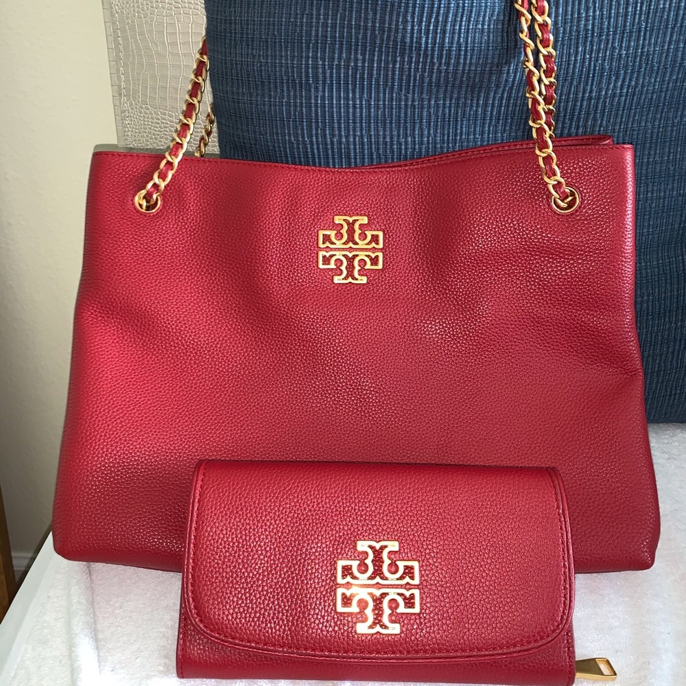 Red Tory Burch Bag & Wallet Set